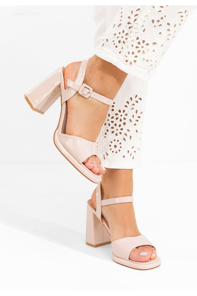 B T Shoes Sandale cu toc gros Sharil bej