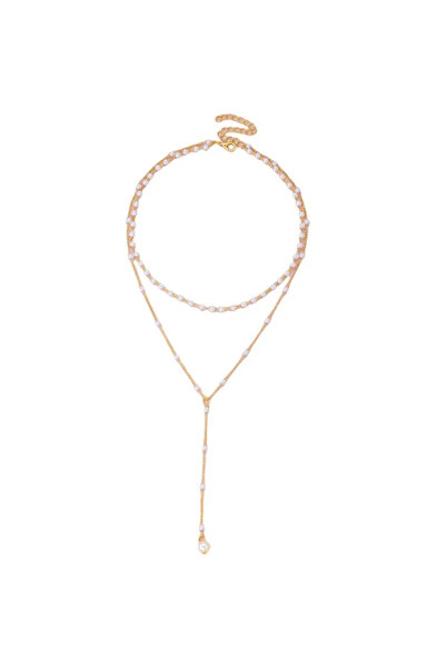 lor Colier Multistrat Auriu cu Margele Perle