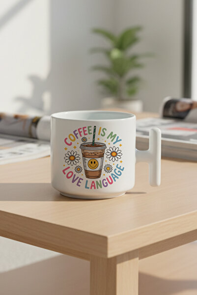 giftkonsept Coffee Is My Love Language No:2 Printed Gift t Handle Latte Cup Mug