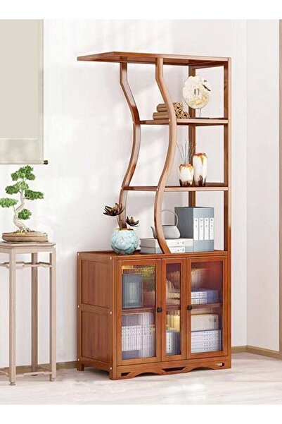 Türkiye Multipurpose Use Chinese Style Bamboo Storage Rack Multi Tiers Display Rack Spacious Storage Cabinet