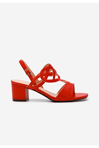 B T Shoes Sandale cu toc gros Eleanora rosii