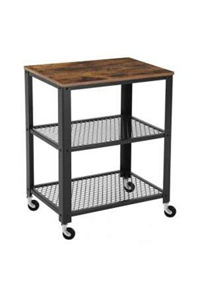 Mercaton Masa de cafea, Mercaton, pe roti, pal si metal, maro vintage, 60x40x77.5 cm