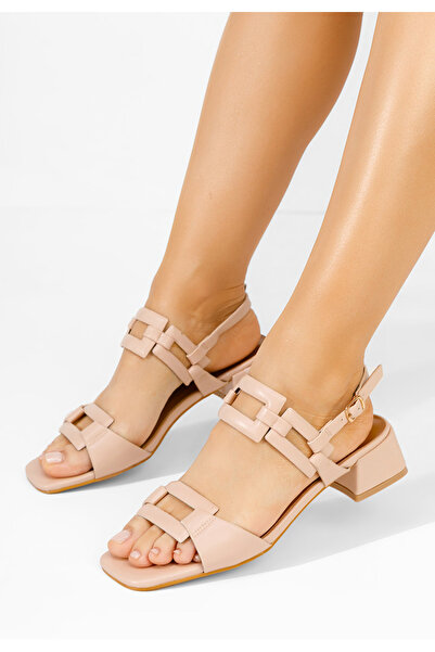 B T Shoes Πέδιλα με χοντρο τακουνι Frederyca μπεζ