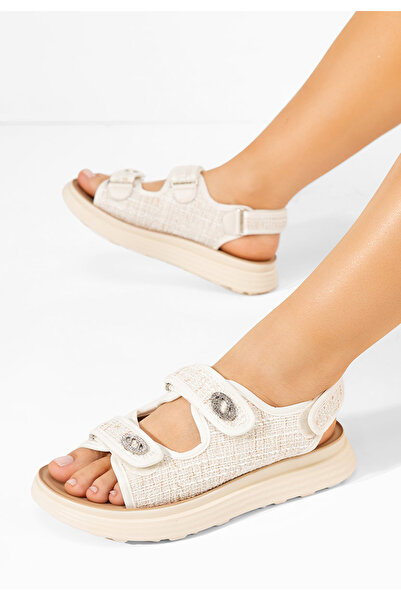 B T Shoes Béžové dámske nízke sandále Christyanna