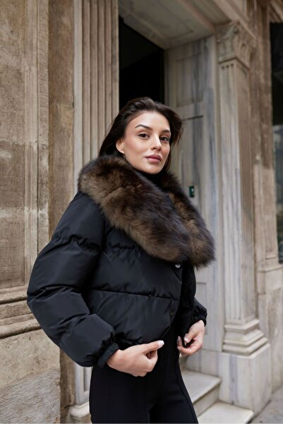 Levin Peak Wintz Premium Kürk Şişme Mont Siyah