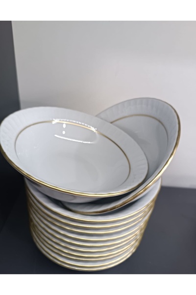 Güral Porcelain Matte 12 Pieces 14 cm (Small) Soup Bowl (1 Piece Signature Knife Gift)