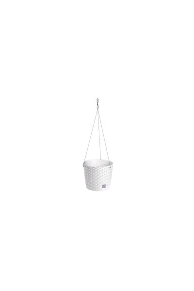 Prosperplast Decorative Pot with Chain, Round, White, 25.621.9 cm, Rato Round WS