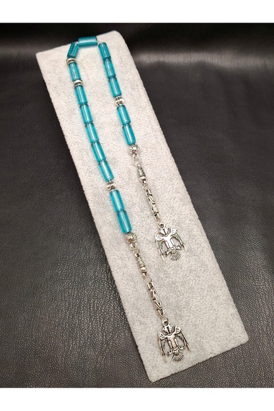 Han Ticarethane سبحة زازا كهرمانية بلون فيروزي مقطوعة بـ 15 حبة