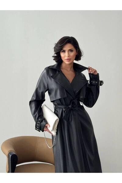 Lady Pixie Kol Ve Yaka Detaylı Midi Trençkot