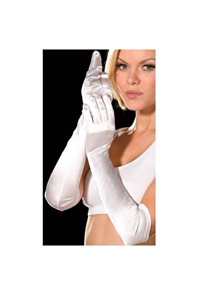 KESNUP Long satin gloves, one size fits all, White