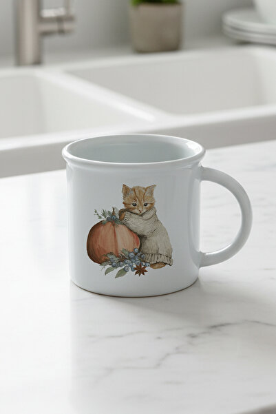 giftkonsept كوب سيراميك عتيق الطراز بتصميم قطة لطيفة رقم 9 مطبوع عليه بمظهر ا...