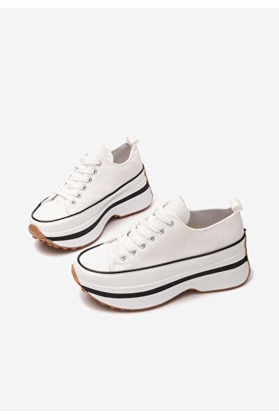 B T Shoes Bílé tenisky na platformě Cathleen