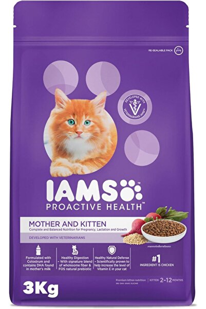 Iams طعام القطط، طعام جاف للقطط الأم والقطط الصغيرة 3 كجم، طعام القطط برو أكت...