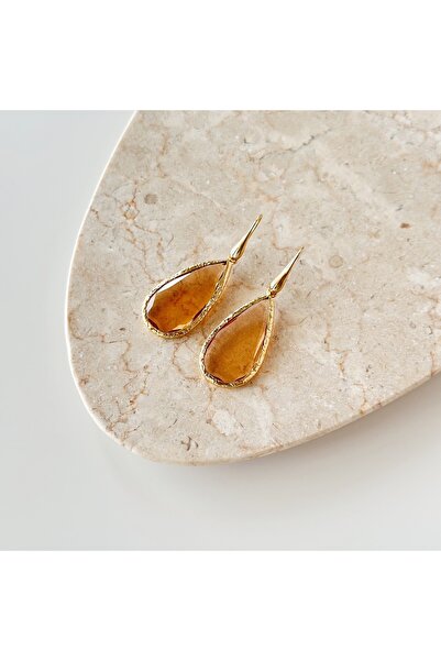 Vesce Atelier Avinguda Doğal Taş Küpe Kahverengi