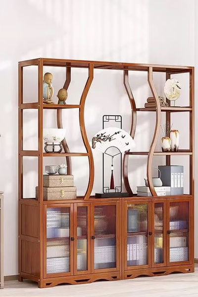 Türkiye Multipurpose Use Chinese Style Bamboo Storage Rack Multi Tiers Display Rack Spacious Storage Cabinet