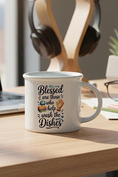 giftkonsept Blessed Are Those Who Printed Enamel-Looking Ceramic Vintage Mug Cup