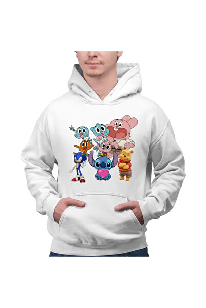 OEM Ανδρικό Φούτερ με Κουκούλα Gumball Stitch Sonic Winnie