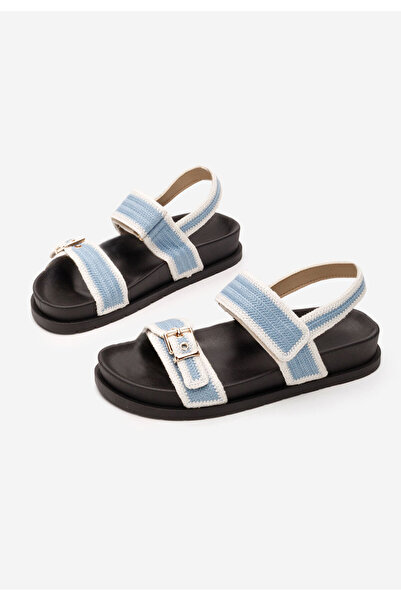 B T Shoes Sandale dama fara toc Sharma albastre