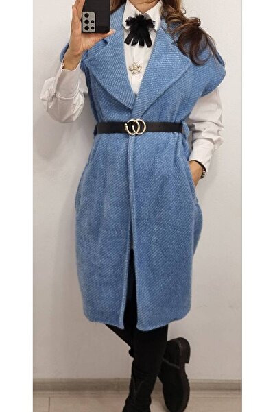 MAXORA SHOP Vestă tricotată cu curea și buzunare laterale