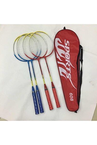 Brother Toys 2 Pcs Badminton Racket and Bag + Badminton Ball Deluxe High Quality Set Red Color