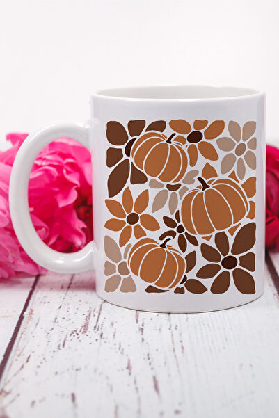 giftkonsept Boho Floral Fall Pumpkin Printed Gift Mug