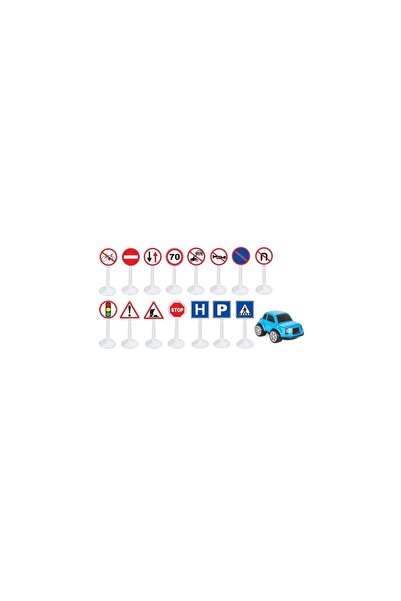 Mercaton Set Pilsan Jucarie indicatoare rutiere Mini Traffic Signs cu masinuta