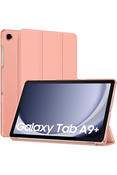 m.tk moveteck Samsung Galaxy Tab A9 Plus 11 Inç Kılıf Smart Uyku Modlu Standlı Şeffaf Kapaklı Sm-x210 (UYUMLU)