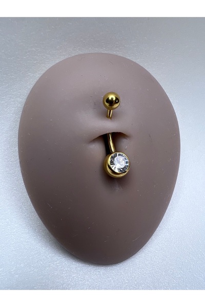 Home Cerrahi Çelik Altın Renk, Gümüş Renk Göbek Piercing Belly Zirkon Taşlı