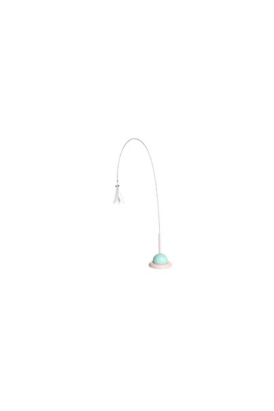 Mercaton Interactive cat toy with suction cup, flexible steel bar, feather, and bells, 90 cm, White