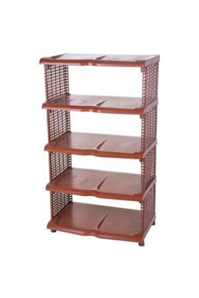 Strend Pro Shoe storage rack, 5 shelves, plastic, rattan, brown, 4830.586 cm
