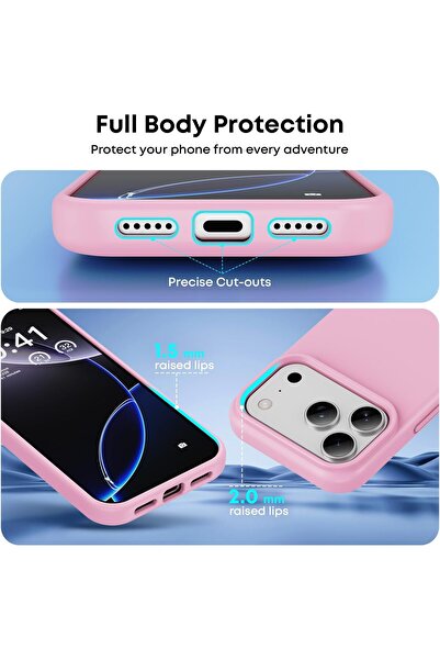 CaseHub Apple iPhone 17 PRO Kılıf İçi Kadife Ekran ve Kamera Yükseltili Lansman Silikon Koruyucu Kapak Pembe