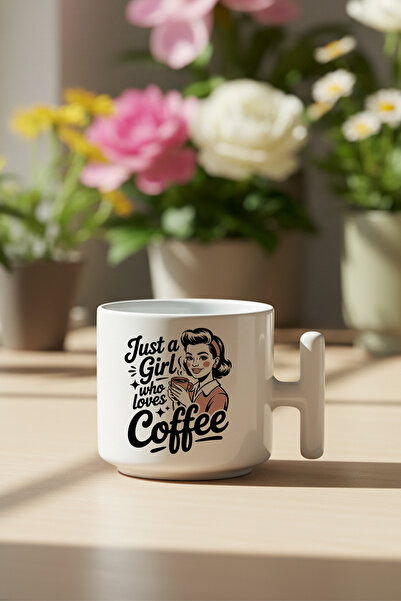 giftkonsept كوب قهوة لاتيه مطبوع عليه عبارة 'فتاة تحب القهوة' مع مقبض، هدية م...