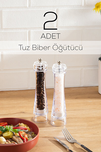 Porsima Baharat Öğütücü 2li Set Değirmen Baharat Değirmeni El Değirmeni Tuz K...