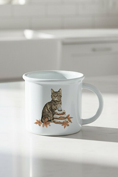 giftkonsept كوب سيراميك عتيق الطراز بتصميم قطة لطيفة رقم 7 مطبوع عليه بمظهر ا...