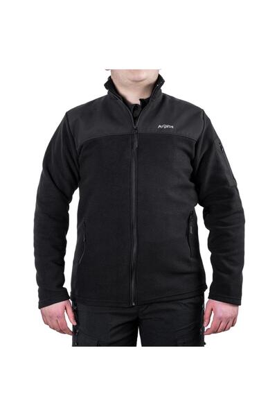 ARGEUS Outdoor Fleece Jacket Black - Warm Fleece - Softshell Shoulder - Zipper Pocket