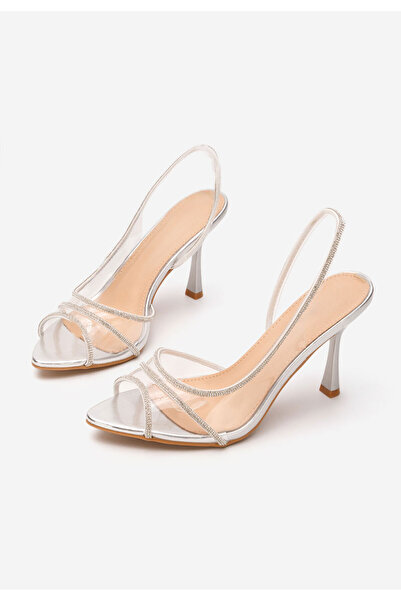 B T Shoes Silver Mimora thin heel sandals