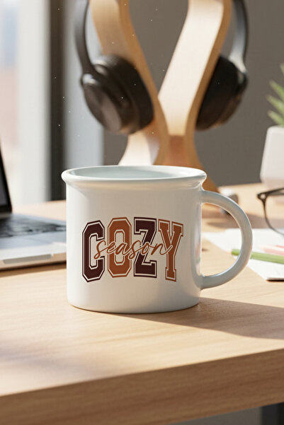giftkonsept Autumn Theme Cozy Season Printed Enamel-Look Ceramic Vintage Mug Cup