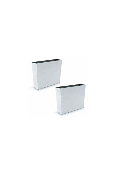 Mercaton Set 2 jardiniere decorative, imitatie ratan, alb, 58x18x49.8 cm, Rat...