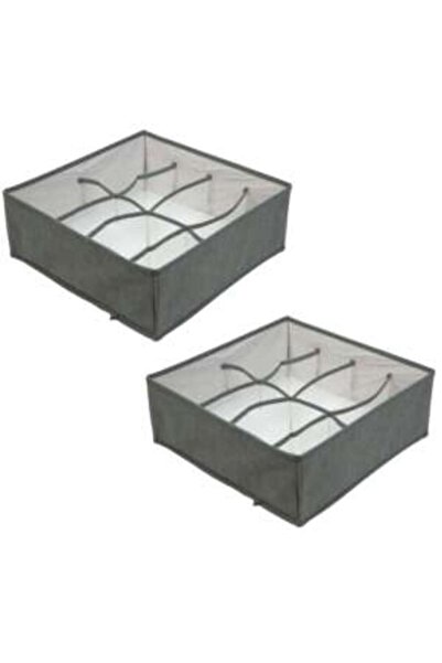 Mercaton Set 2 pcs, Foldable Storage Box with 8 Pockets, Rigid Side Walls, Max. 4 kg, 32 x 32 x 13 c