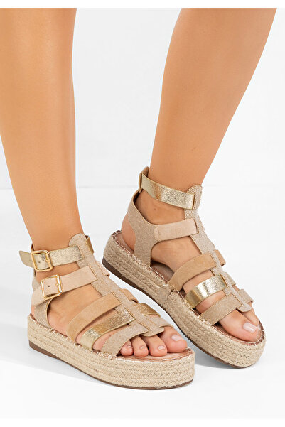 B T Shoes Khaki sandály na platformě Elimosa