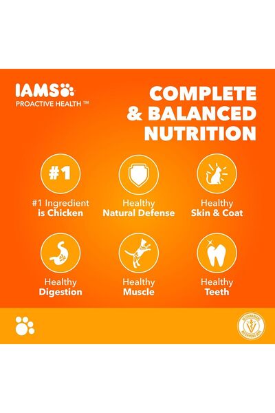 Iams Cat Food, Cat Dry Food with Chicken 3Kg, Cat Food Proactive Health, Complete and Balanced Nutri