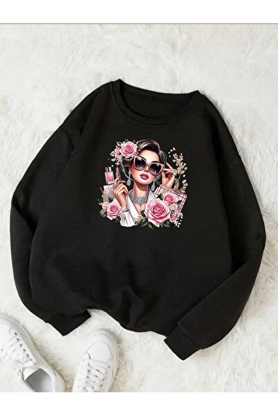 tkn your style Unisex κομψό φούτερ με σχέδιο λουλουδιών με τάση oversize