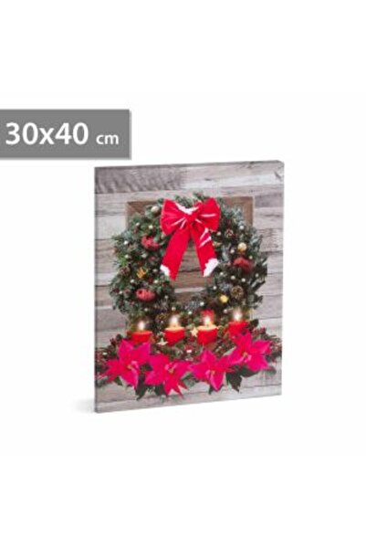 Mercaton Christmas Painting – LED – with hanger, 2 AA batteries – 30 x 40 cm