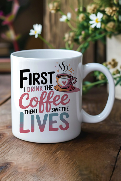 giftkonsept First the Coffee Printed Gift Mug