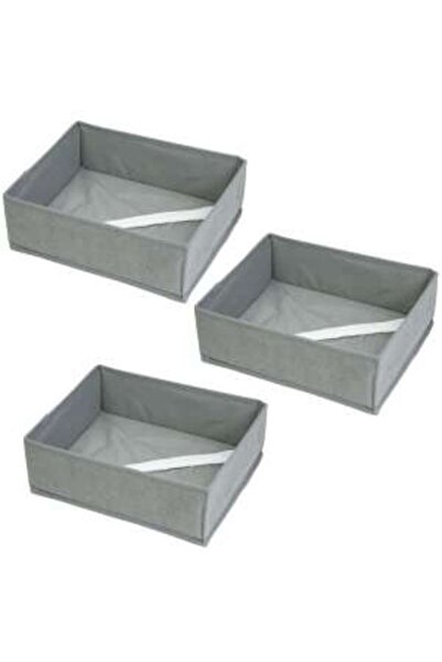 Mercaton Set 3-Piece Foldable Storage Box with Rigid Sidewalls, Max. 4kg, 30 x 26 x 11 cm