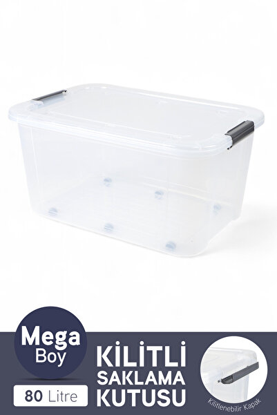İronika Storage Bin with Wheels Horizontal Rectangular with Locking Lid Multipurpose Toy Storage Box 80 Liters