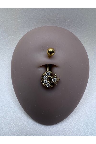 Home Cerrahi Çelik Altın Renk Göbek Piercing Belly Zirkon Taşlı