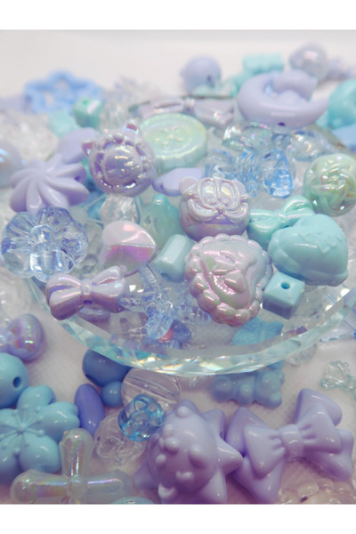 Boncuk Abla Mavi Jelly Charm Boncuk Karışık 30 Adet Figür Boncuk