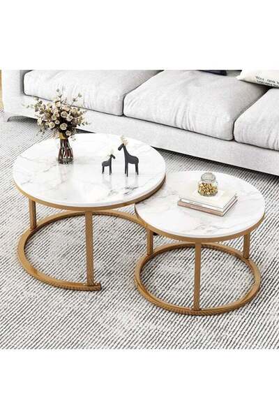Türkiye 2 Round Coffee Table With Metal Frame