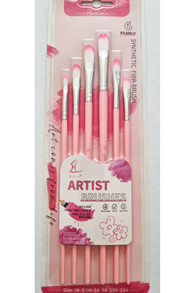 Modellino 6Pcs Colorful Artist Watercolor Acrylic Paint Gouache Oil Paint Brush-No: 2-4-6-8-10-12 / Pink Color